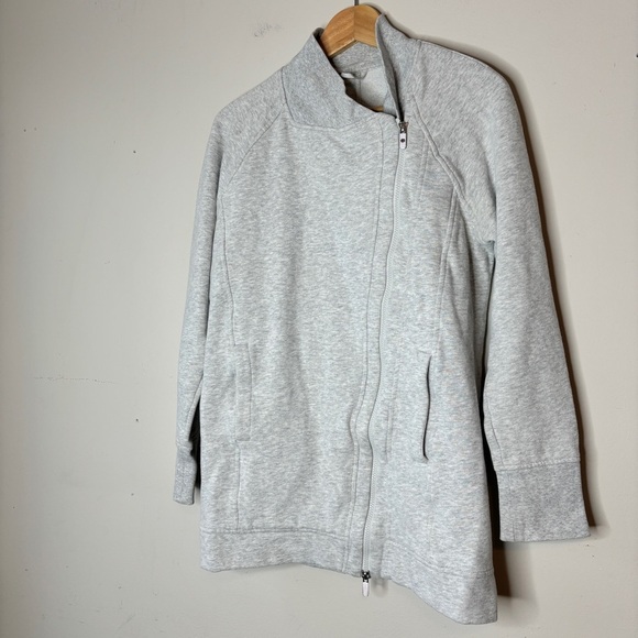 Lululemon Back To It Wrap Jacket Heathered Vapor Light Gray White Size 8 - Picture 13 of 14